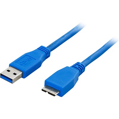 Deltaco USB 3.0 kaapeli A uros - Micro-B uros, 3m, sininen